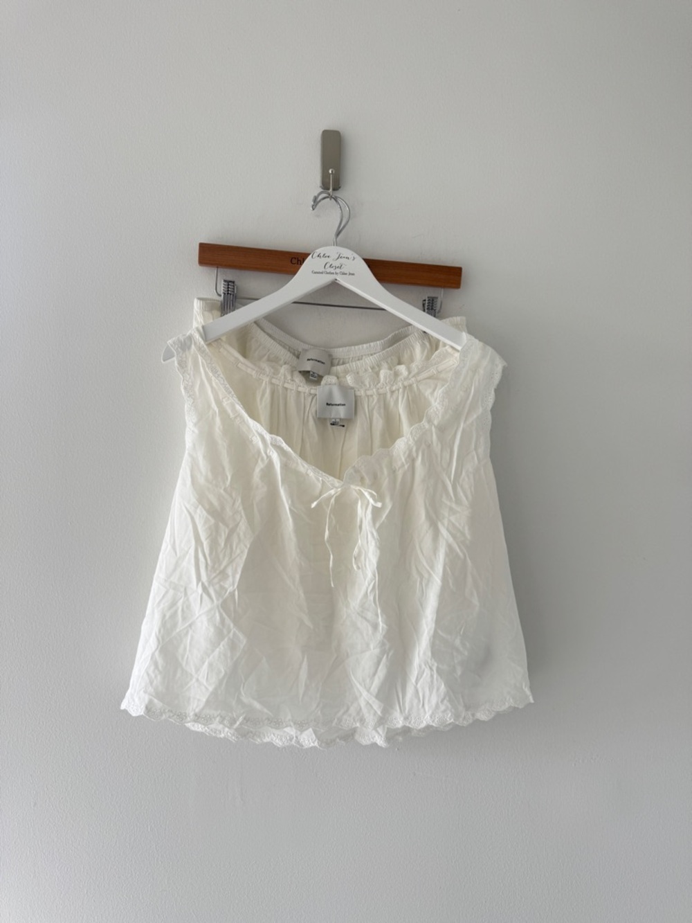 REFORMATION Hazel Pajama Set in White - Picture 3 of 9